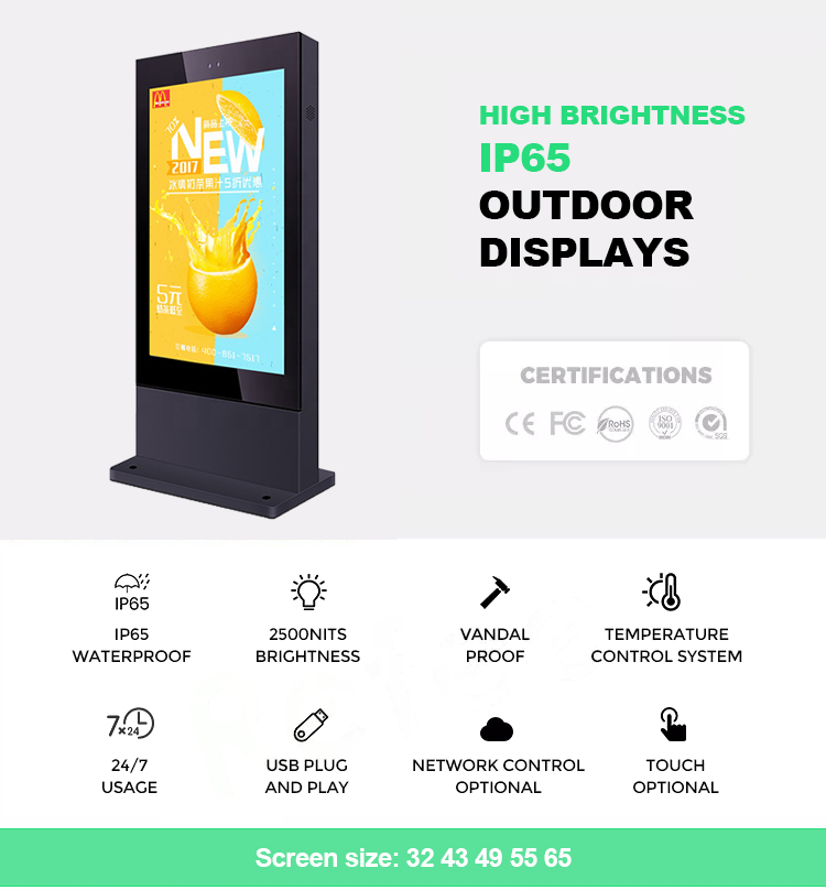 Outdoor Floor Stand Digital Signage Commercial displays expert