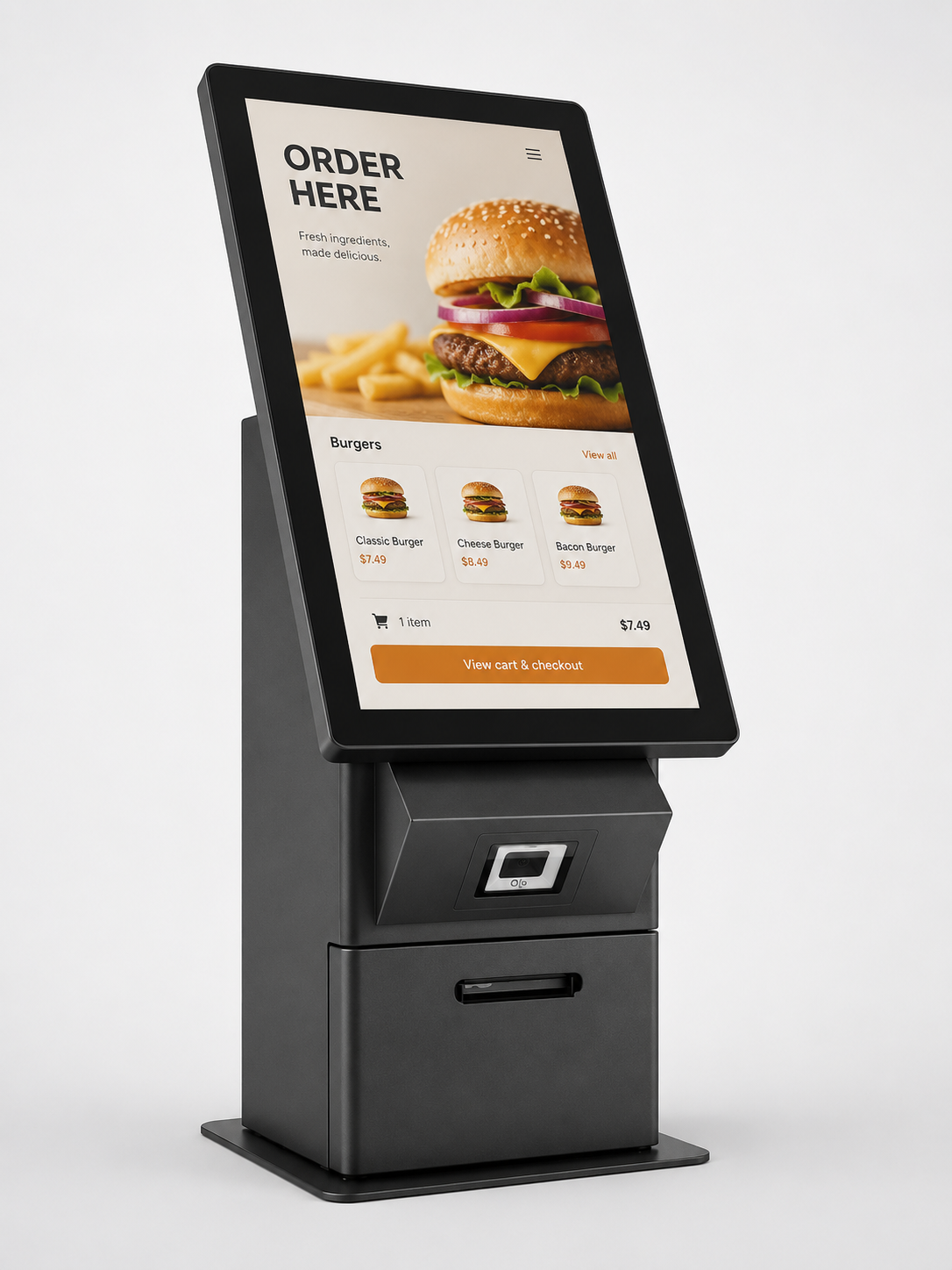 21.5 inch desktop self-service kiosk side view