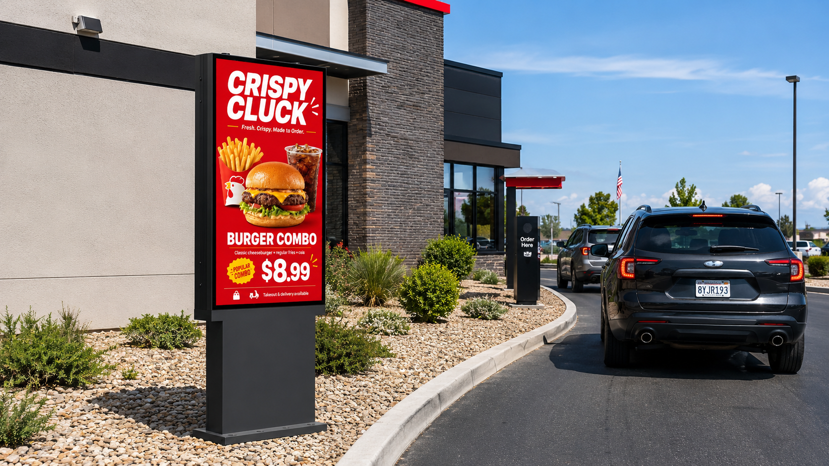 1 x 55 inch Digital Preview Board for Drive-Thru Lane