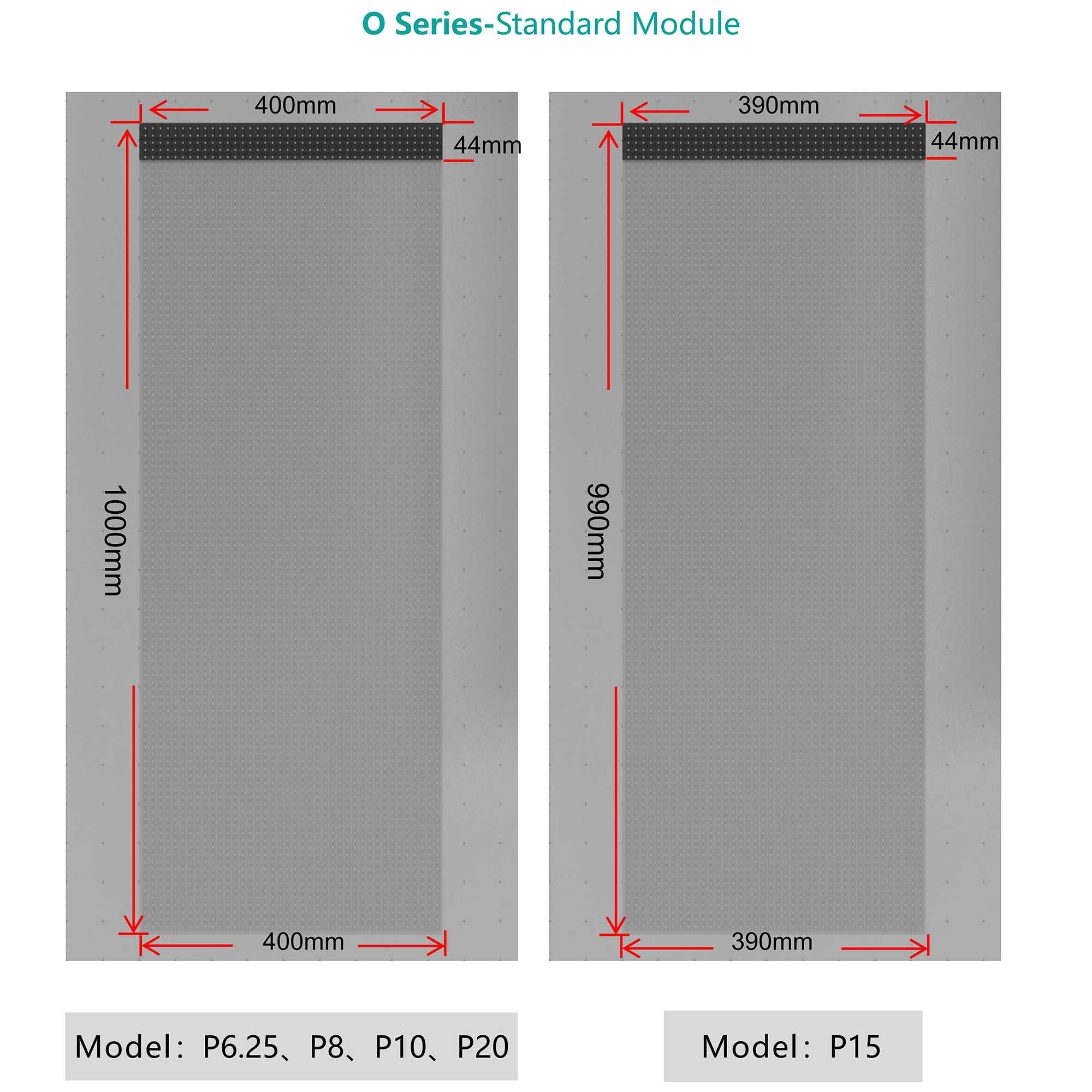 Flexible transparent LED display film O Series module dimensions for P5 P6.25 P8 P10 P15 P20