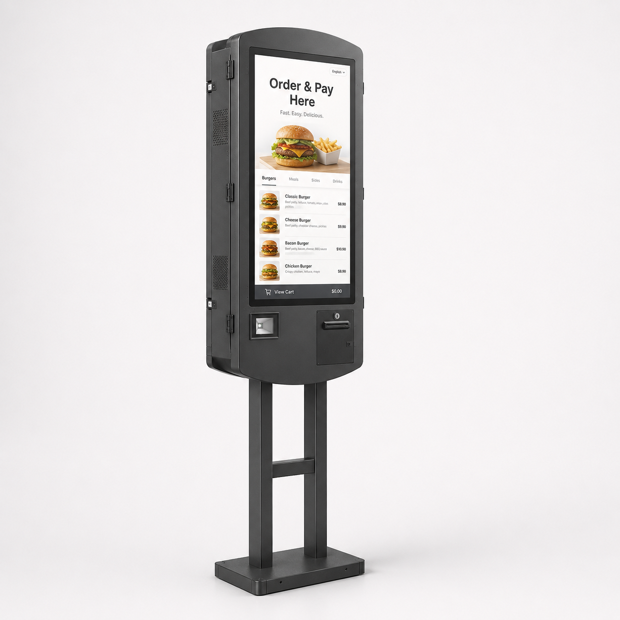 IP44 dust and splash resistant self-service kiosk