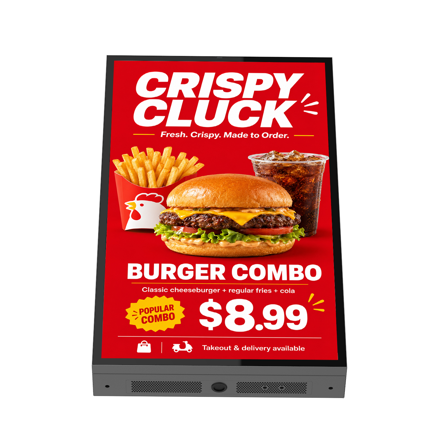 IP66 digital menu board screen close-up