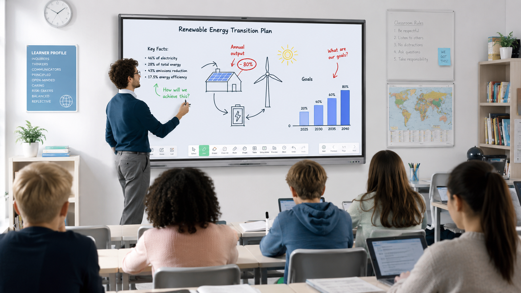 Interactive Digital Whiteboard in classroom