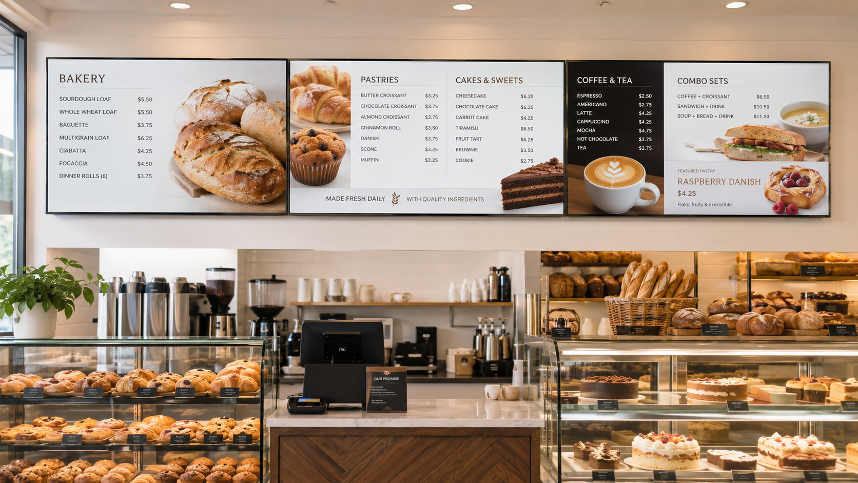 Bakery counter digital menu board