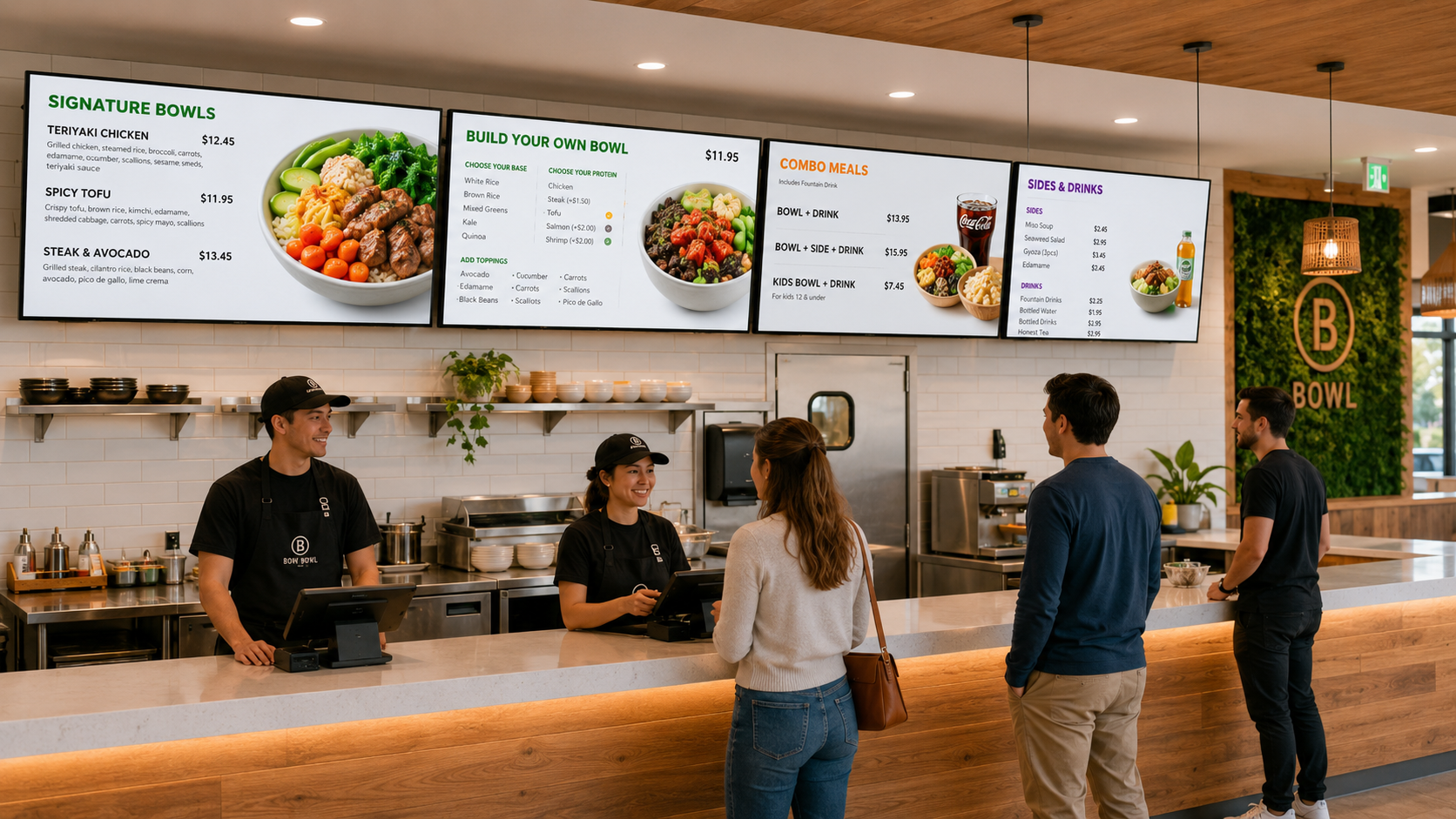 Fast casual restaurant digital menu board