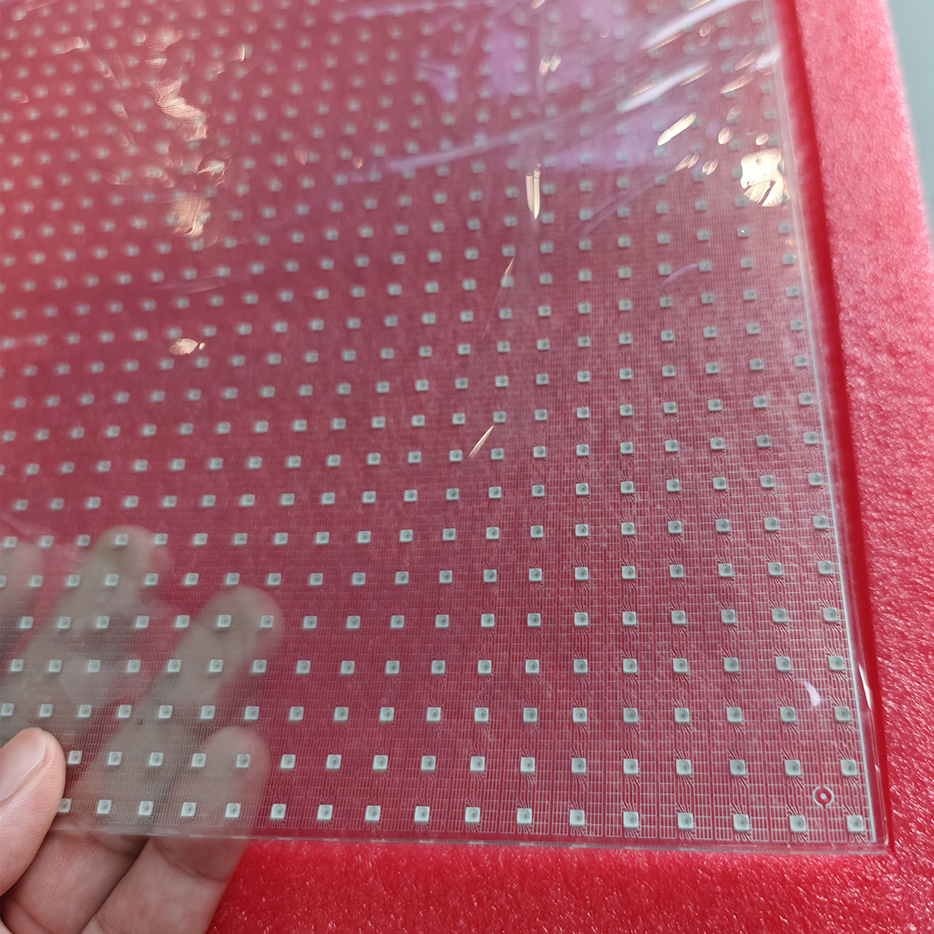 Flexible bendable transparent LED film display detail