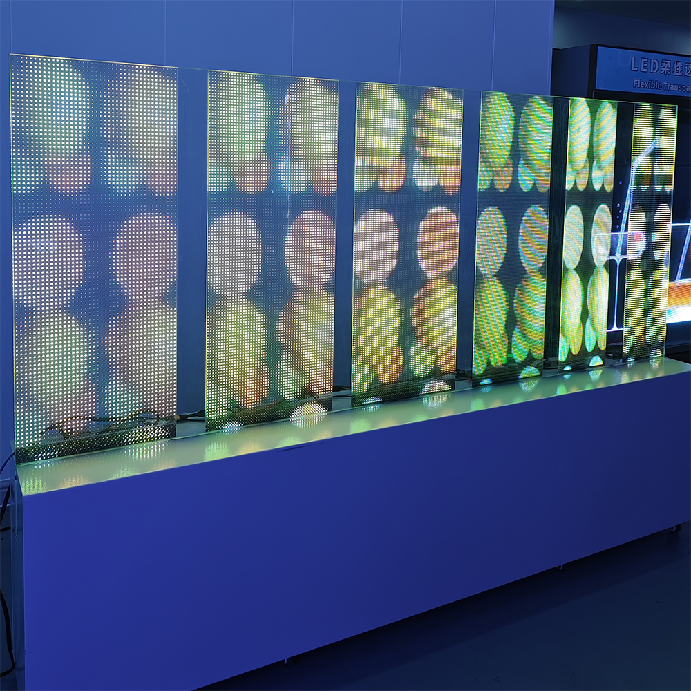 Adhesive transparent LED film display glass installation