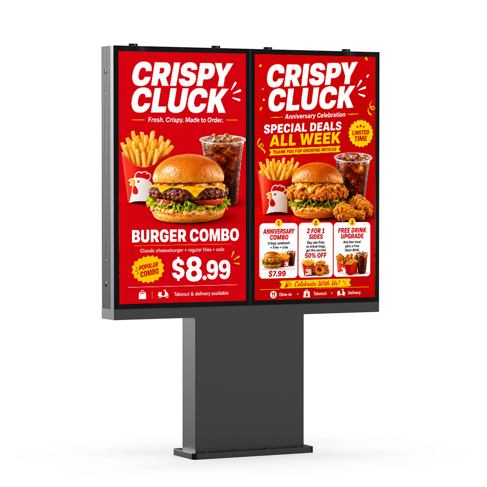 Double Screen Drive-Thru Menu Board