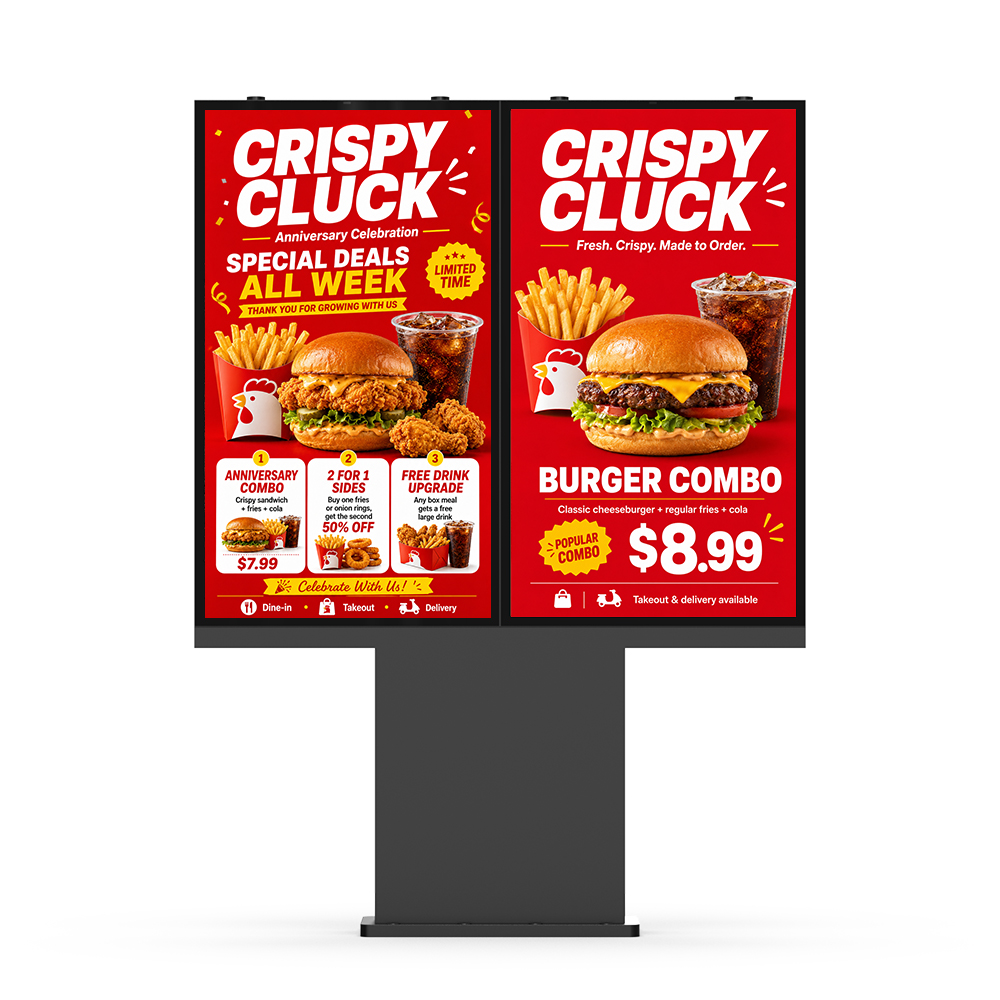 2 x 55 drive-thru menu board front view
