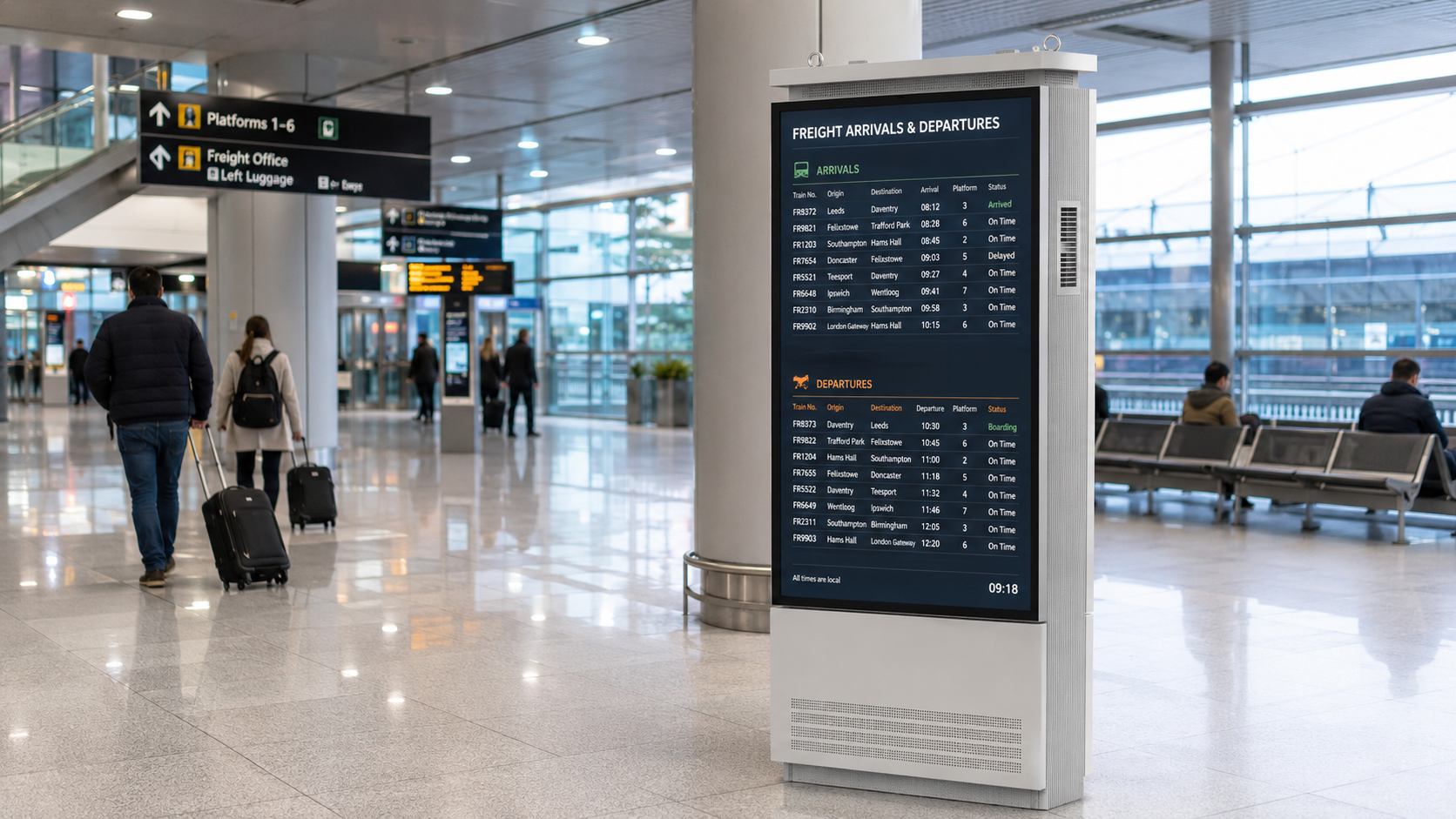 Digital signage in railway station transportation application