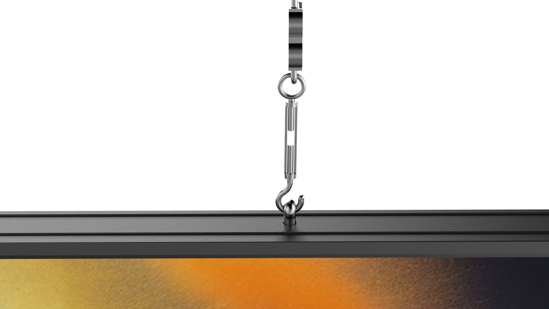 Steel cable hanging detail view