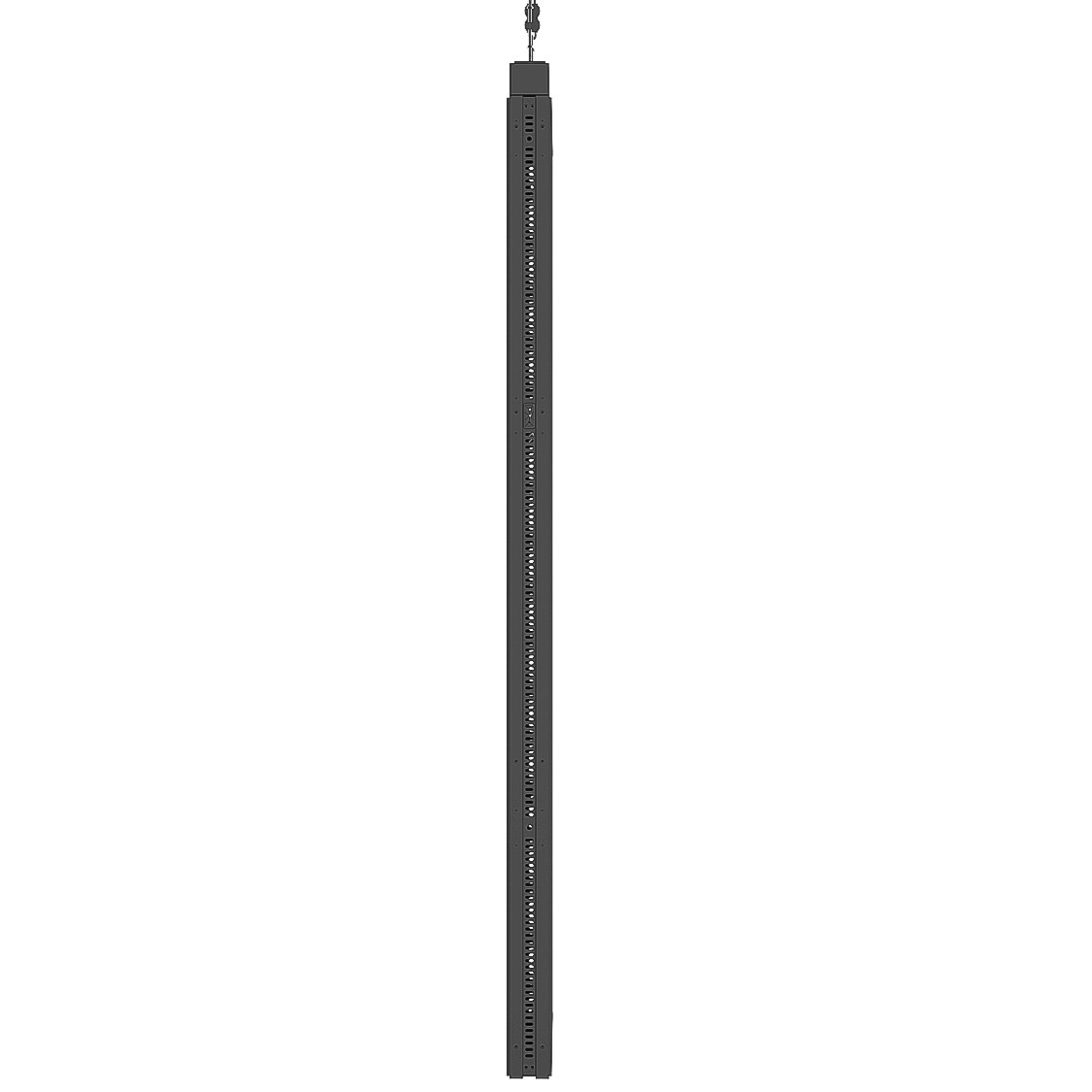 Side view of double-side hanging window-facing display