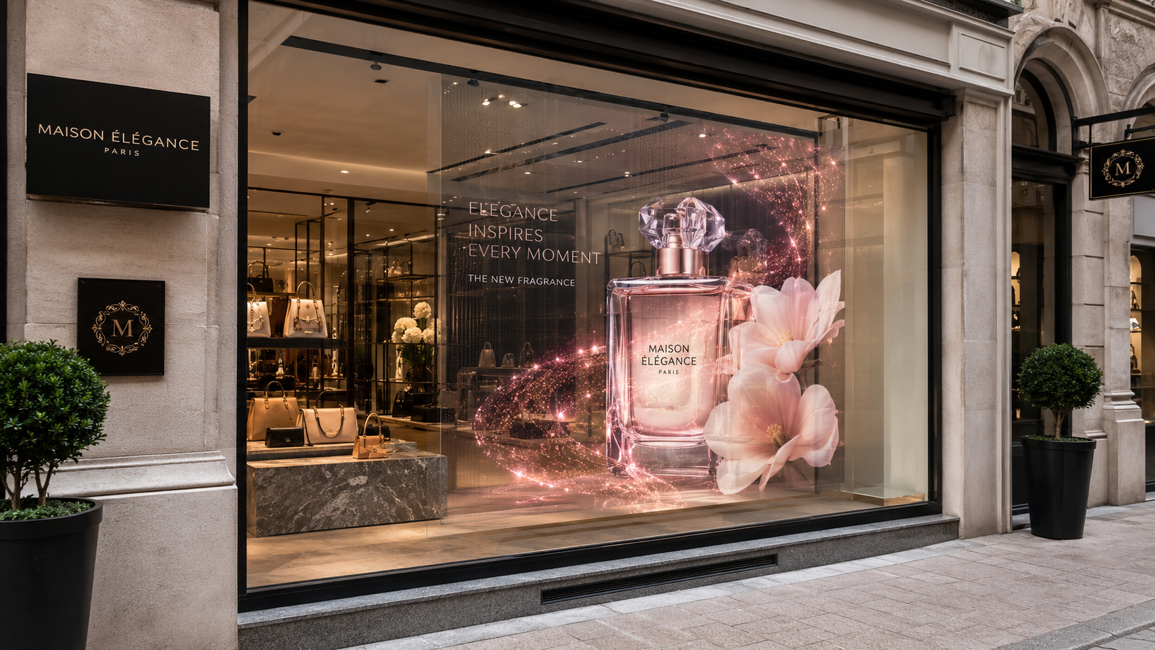 Transparent LED film display for shopping mall glass storefront