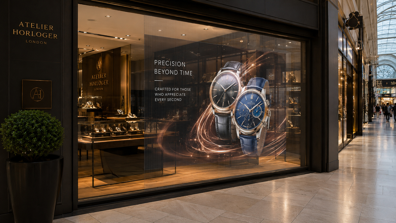 Flexible transparent LED display film for watch shop glass window